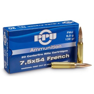 Cartouches Partizan Cal. 7,5x54 MAS (French) 139-Grs FMJ CAT C