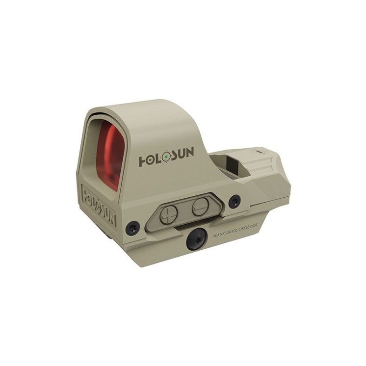Holosun Reflex 510C - FDE - Réticule : Vert - Bouton +/- et Panneau solaire - Montage QD