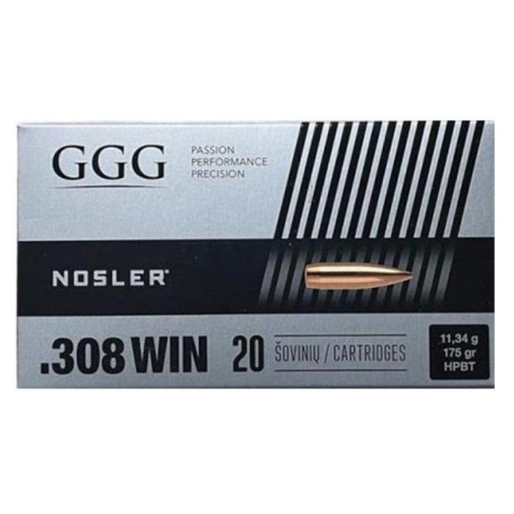Boite de 20 Cartouches GGG 308Win HPBT Nosler 175GR Cat C