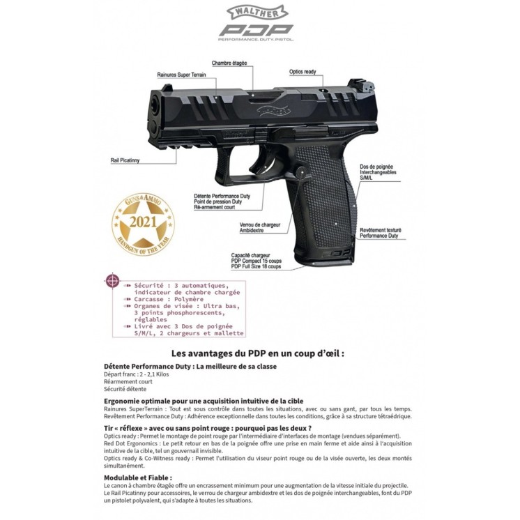 PISTOLET WALTHER PDP PRO SD FS OR 5.1'', 18 cps
