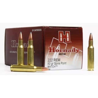BOITE DE 50 CARTOUCHES HORNADY 222 REM 50 GR SP MATCH