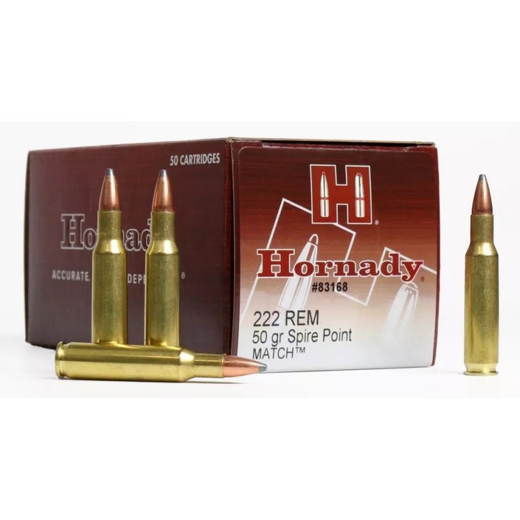 BOITE DE 50 CARTOUCHES HORNADY 222 REM 50 GR SP MATCH