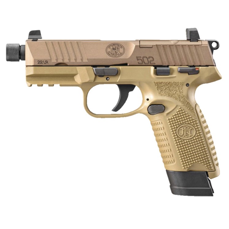 PISTOLET  FN HERSTAL 502 TACTICAL FDE 4,6 en CAL .22 LR CAT B